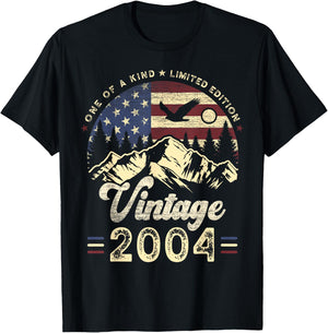 Vintage 2004 American Flag Patriotic Eagle 21st Birthday T-Shirt - T-Shirt | Black