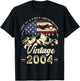 Vintage 2004 American Flag Patriotic Eagle 21st Birthday T-Shirt - T-Shirt | Black