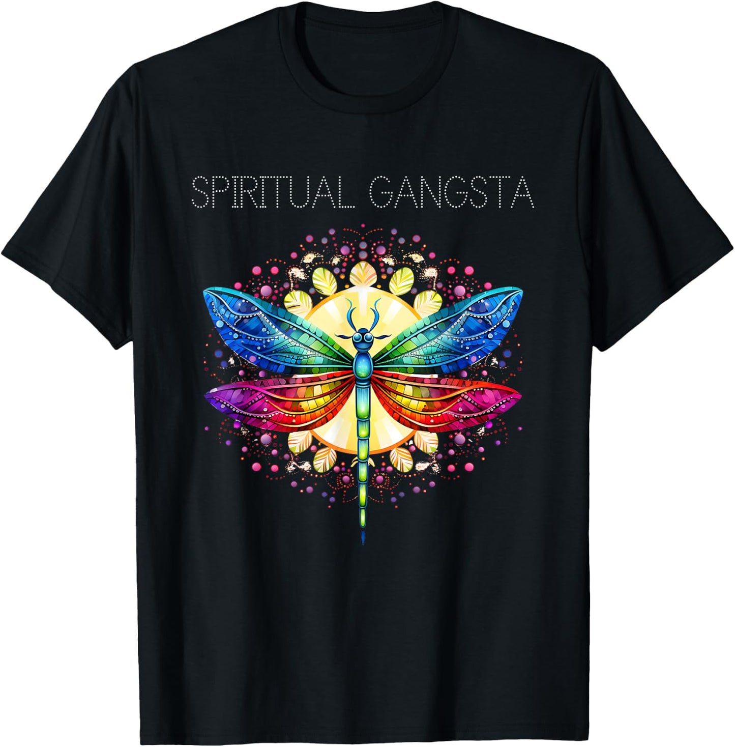 Spiritual Gangsta Dragonfly Yoga Meditation Mandala T-Shirt - T-Shirt | Black