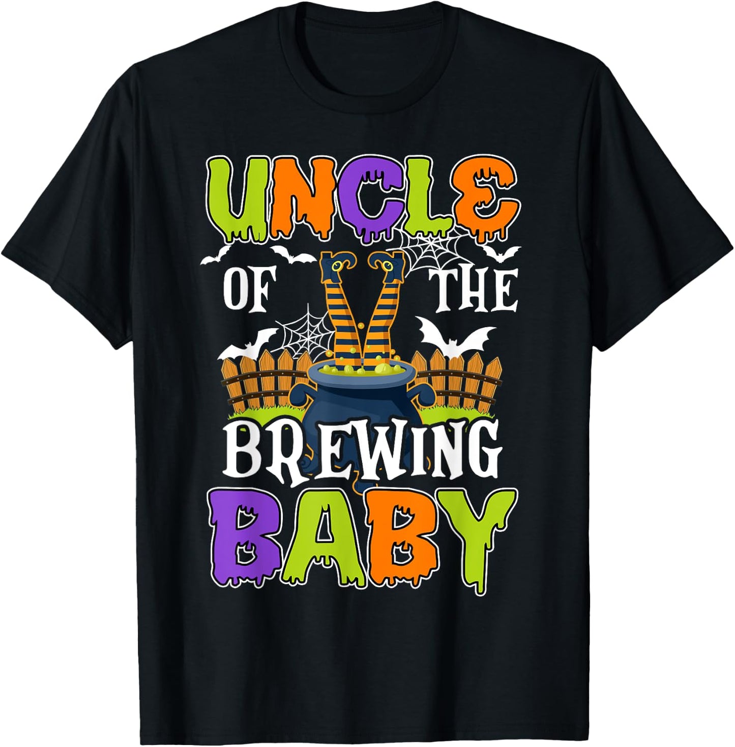 Uncle Of The Brewing Baby Halloween Witch Baby Funny T-Shirt - T-Shirt | Black
