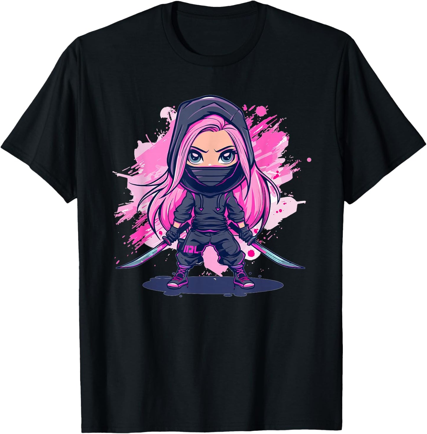 Cute Ninja Girl I Pastel Ninja T-Shirt - T-Shirt | Black