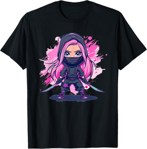 Cute Ninja Girl I Pastel Ninja T-Shirt - T-Shirt | Black