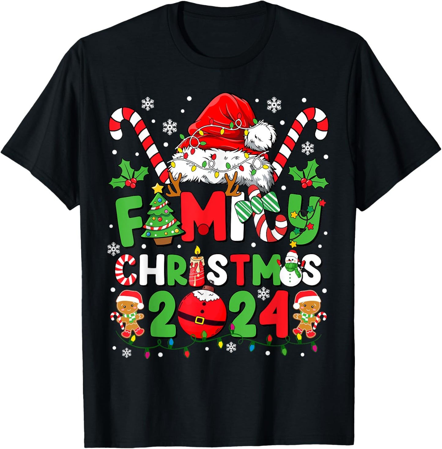 Christmas 2024 Family Matching Outfits Team Santa Elf Squad T-Shirt - T-Shirt | Black
