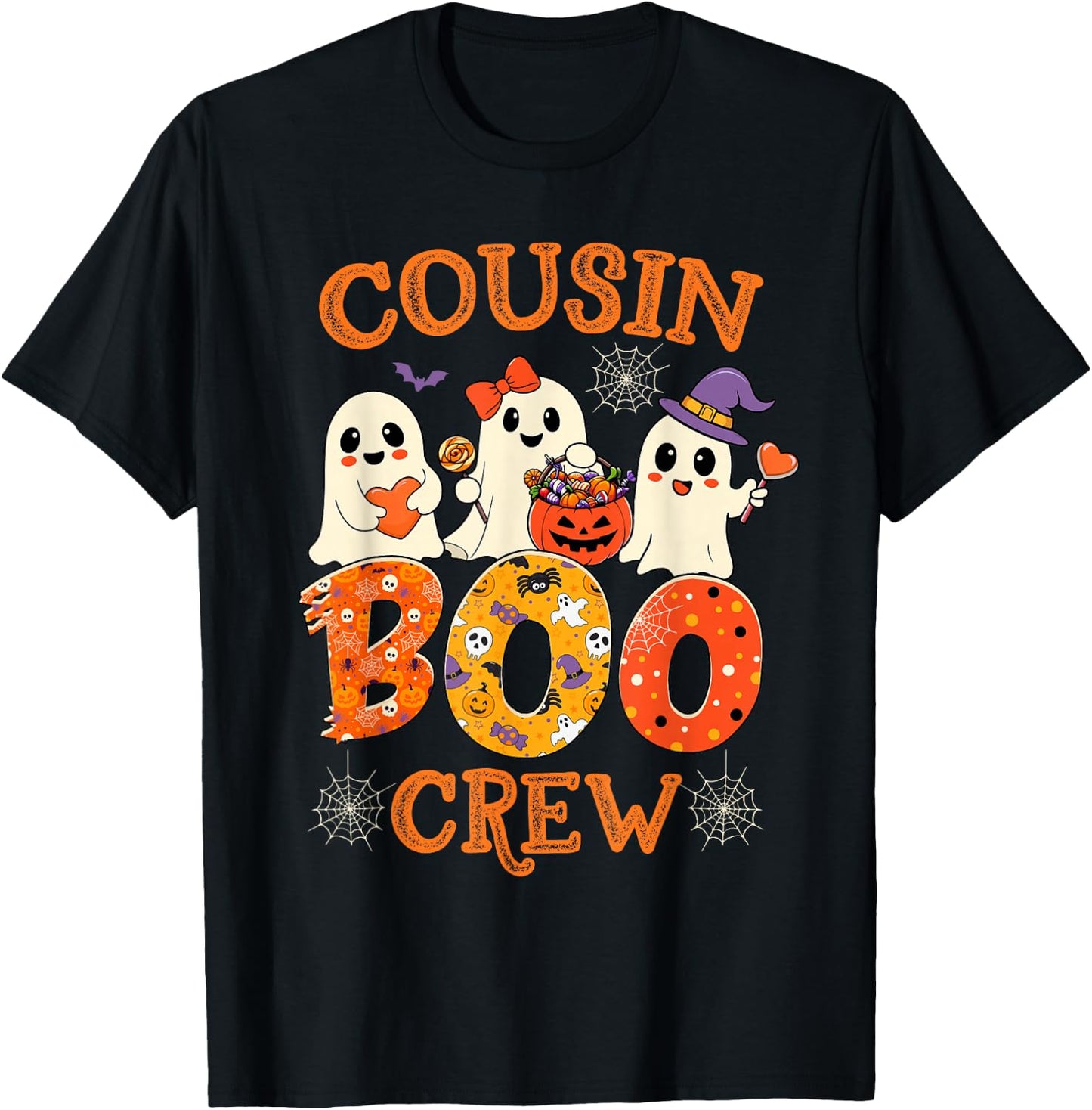 Cousin Boo Crew Funny Halloween Costume for Teacher Kids T-Shirt - T-Shirt | Black