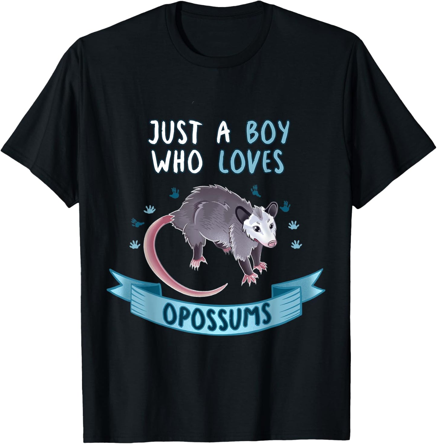 Just A Boy Who Loves Opossums Funny Opossum Owner Quote T-Shirt - T-Shirt | Black