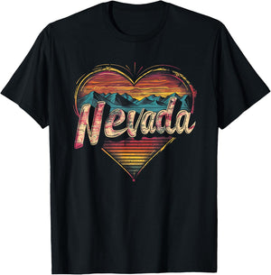 Nevada - Heart Vintage Love Women Kids Retro Graphic Cool T-Shirt - T-Shirt | Black