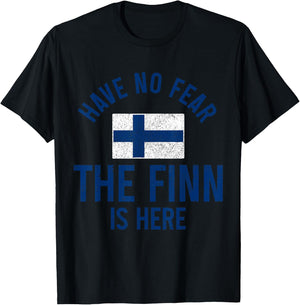 The Finn Is Here Funny Finnish Roots Finland Sisu Suomi T-Shirt - T-Shirt | Black