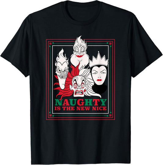 Disney Villains Holiday Christmas Naughty is The New Nice T-Shirt - T-Shirt | Black