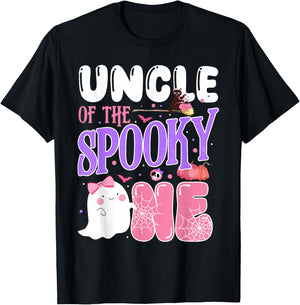 Uncle Of The Spooky One 1st Birthday Halloween Pink Ghost T-Shirt - T-Shirt | Black