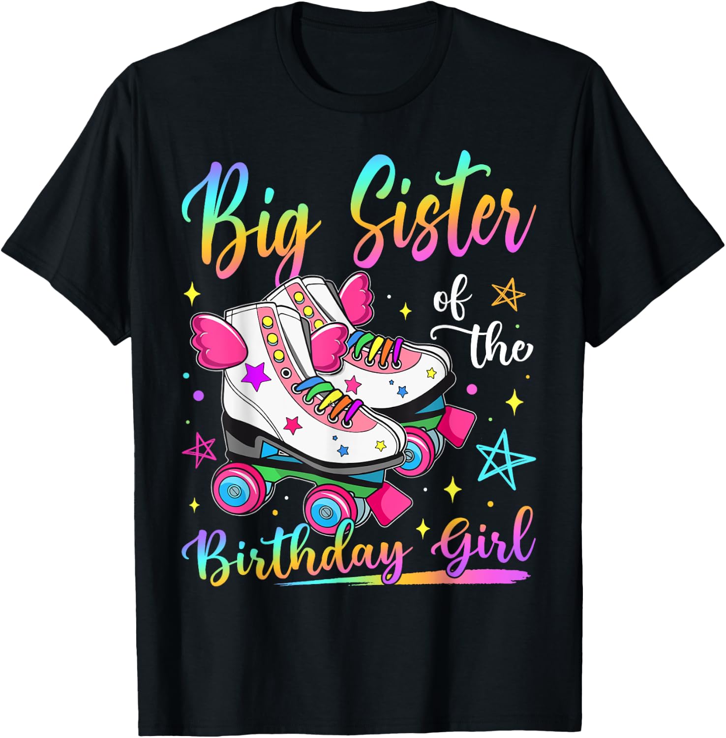 Big Sister Of The Birthday Girl Rolling Skate Family T-Shirt - T-Shirt | Black