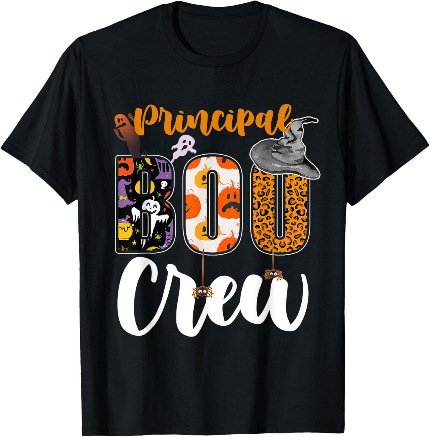 Principal Boo Crew Ghost Halloween Teachers School Matching T-Shirt - T-Shirt | Black