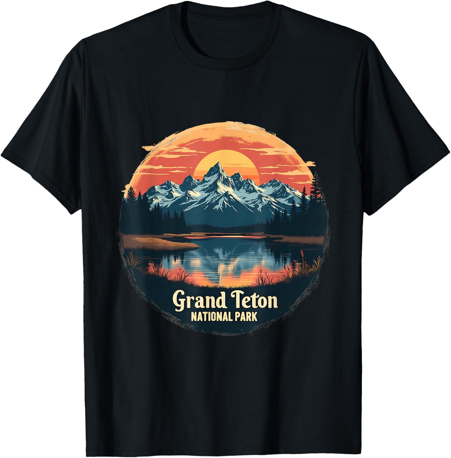 Grand Teton National Park Sunset Reflection T-Shirt - T-Shirt | Black