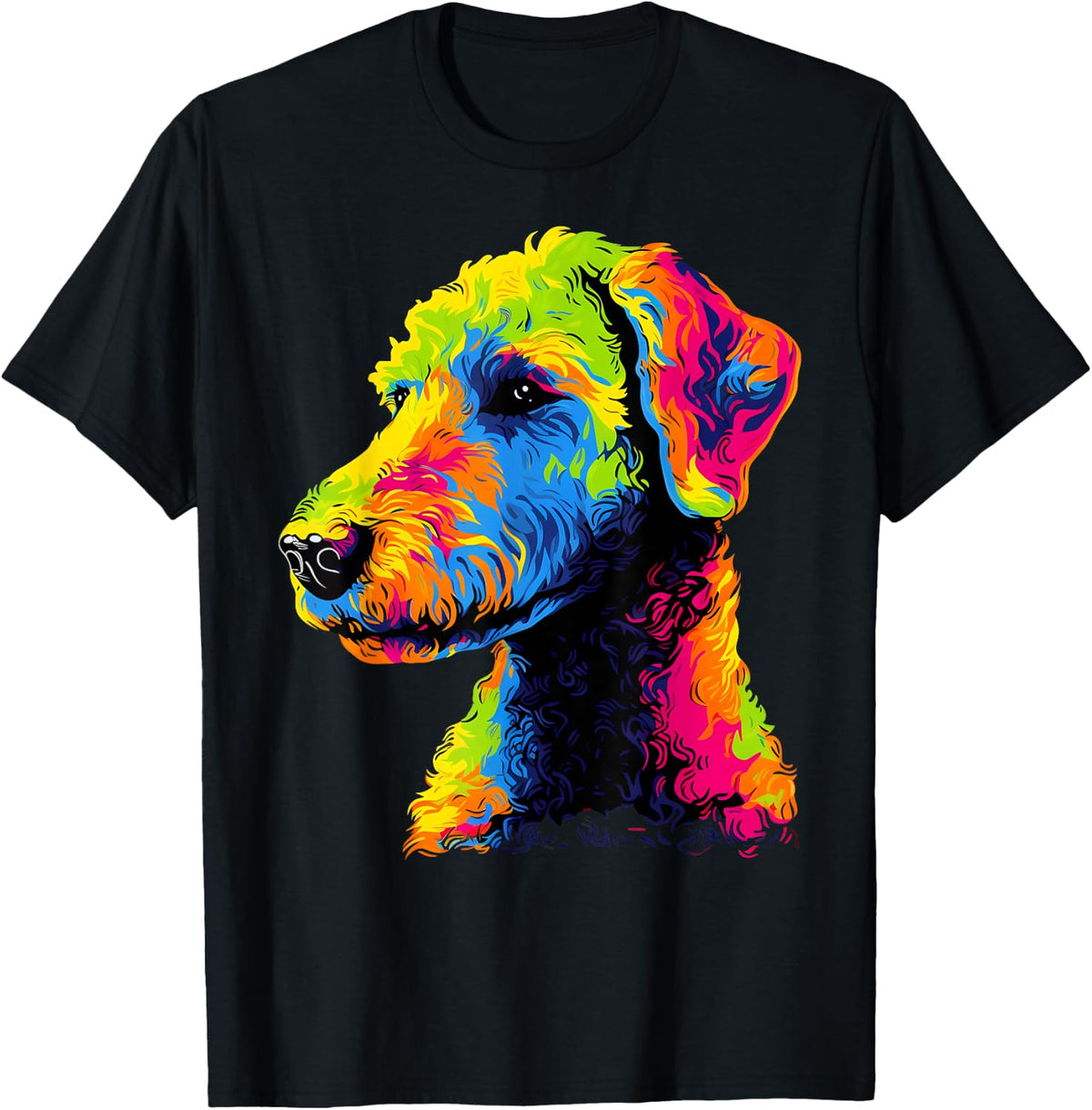Bedlington Terrier Face Colorful Dog Lover Cute Puppy Black Women Kids T-Shirt - T-Shirt | Black