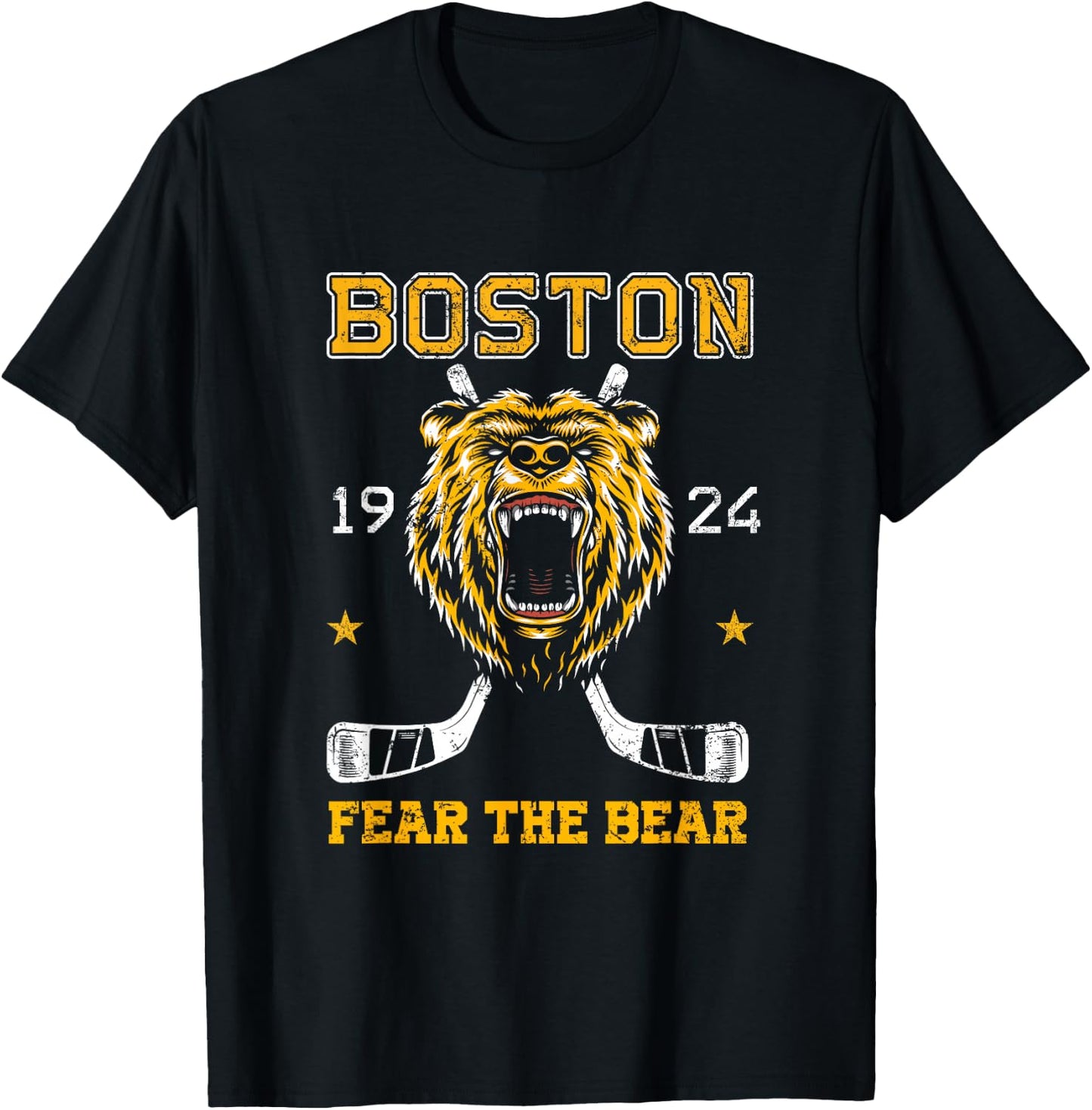 Boston Ice Hockey Fear the Bear T-Shirt - T-Shirt | Black