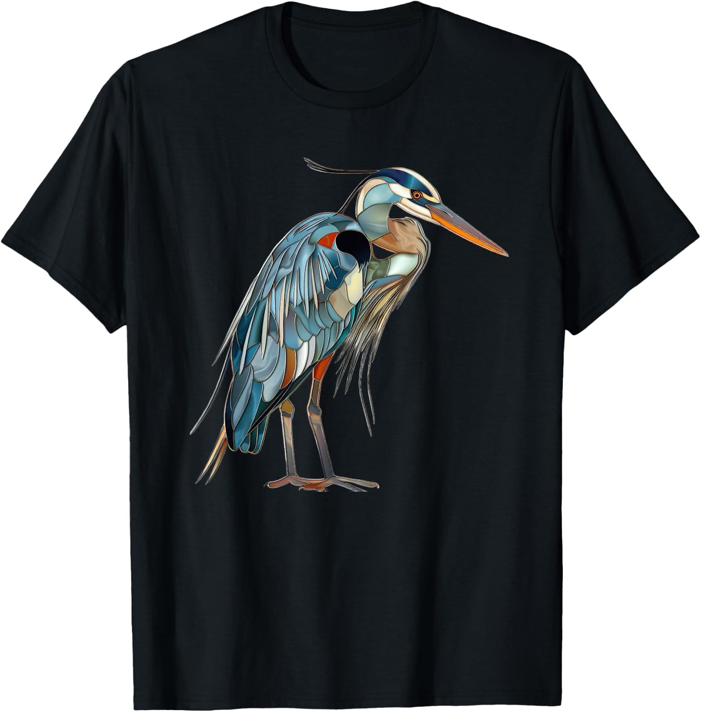Great Blue Heron Stained Glass T-Shirt - T-Shirt | Black