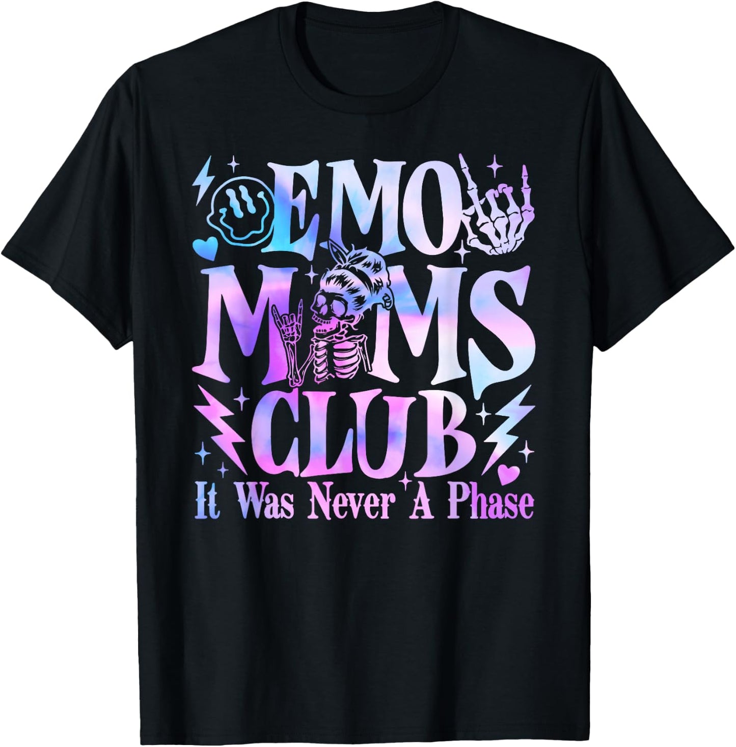 It Was Never A Phase Emo Moms Club Mother's Day Skeleton T-Shirt - T-Shirt | Black