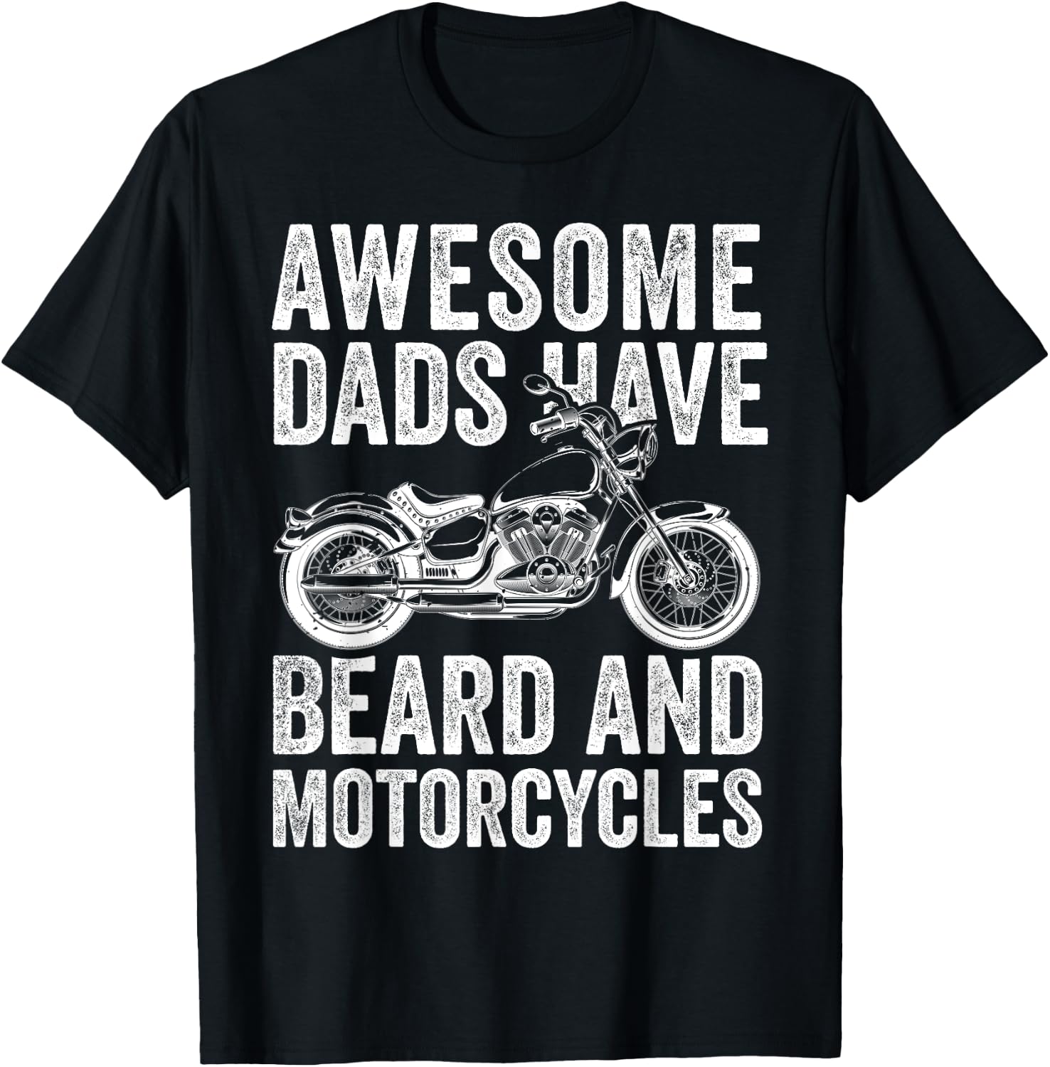 Awesome Dads Have Tattoos & Beards Motorcycle Father's Day T-Shirt - T-Shirt | Black