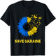 Save Ukraine Sunflower Butterflies I Stand With Ukraine Flag T-Shirt - T-Shirt | Black
