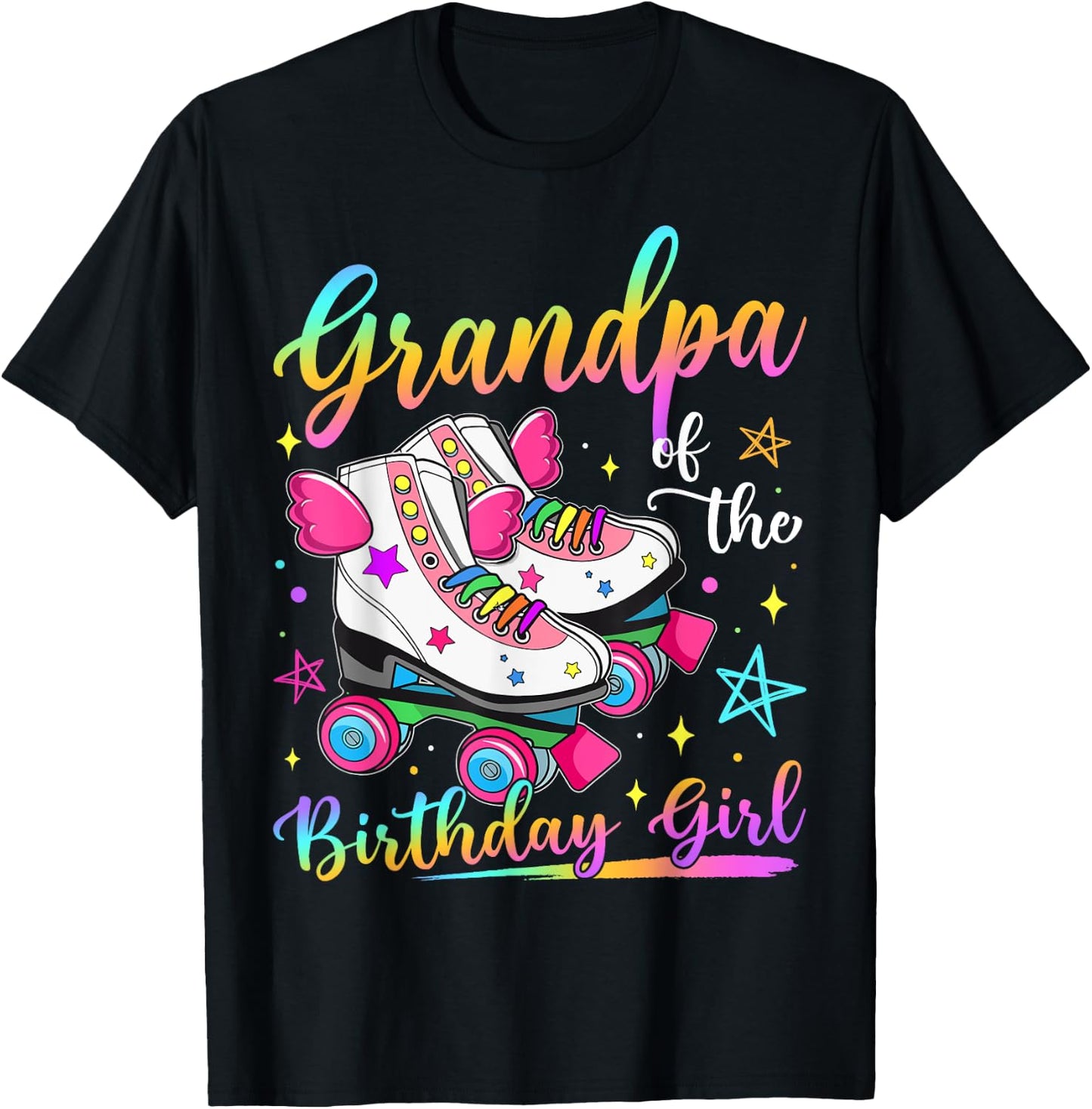Grandpa Of The Birthday Girl Rolling Skate Family Matching T-Shirt - T-Shirt | Black