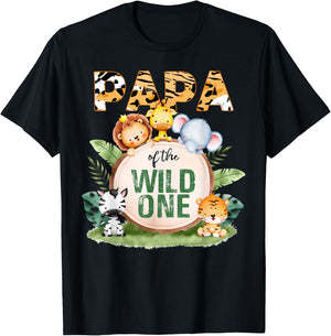 Papa Of The Wild One 1st Birthday Safari Family Matching T-Shirt - T-Shirt | Black