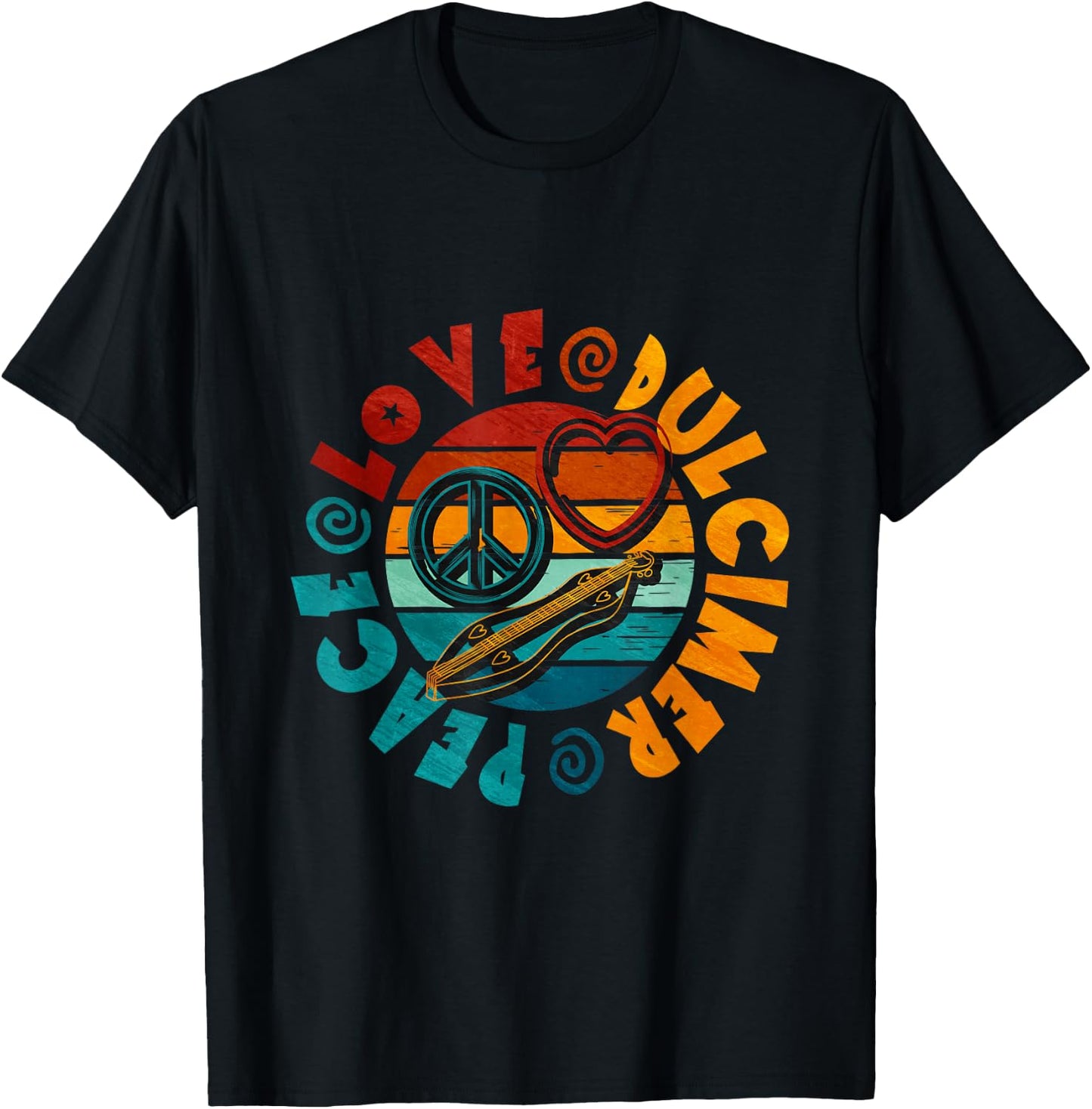 Peace Love Dulcimer T-Shirt - T-Shirt | Black