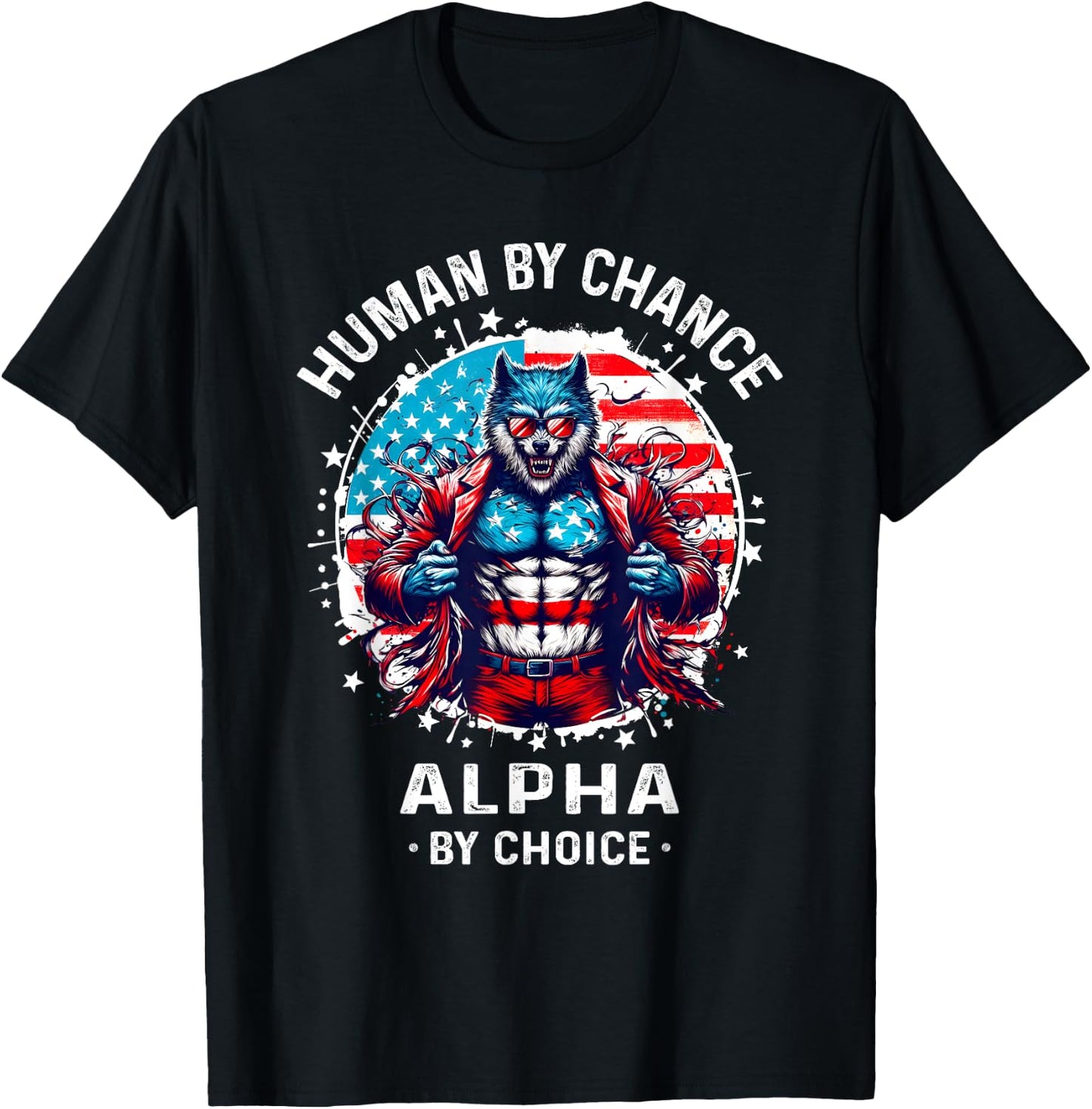 American Werewolfs Alpha Funny Cringe T Shirts Wolf Meme T-Shirt - T-Shirt | Black