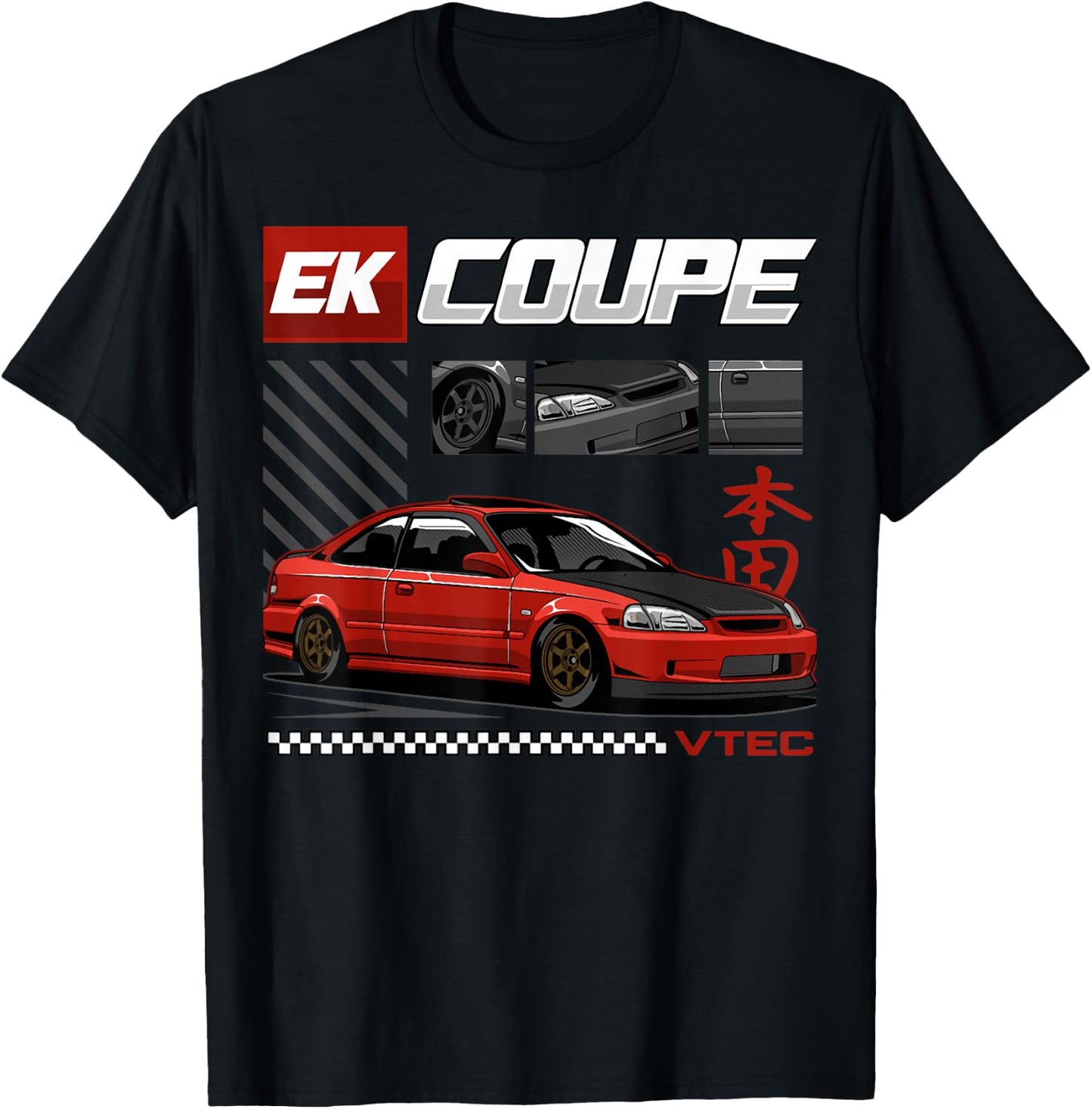 Civic EK Coupe Type R Japanese Car , Small, Black T-Shirt - T-Shirt | Black
