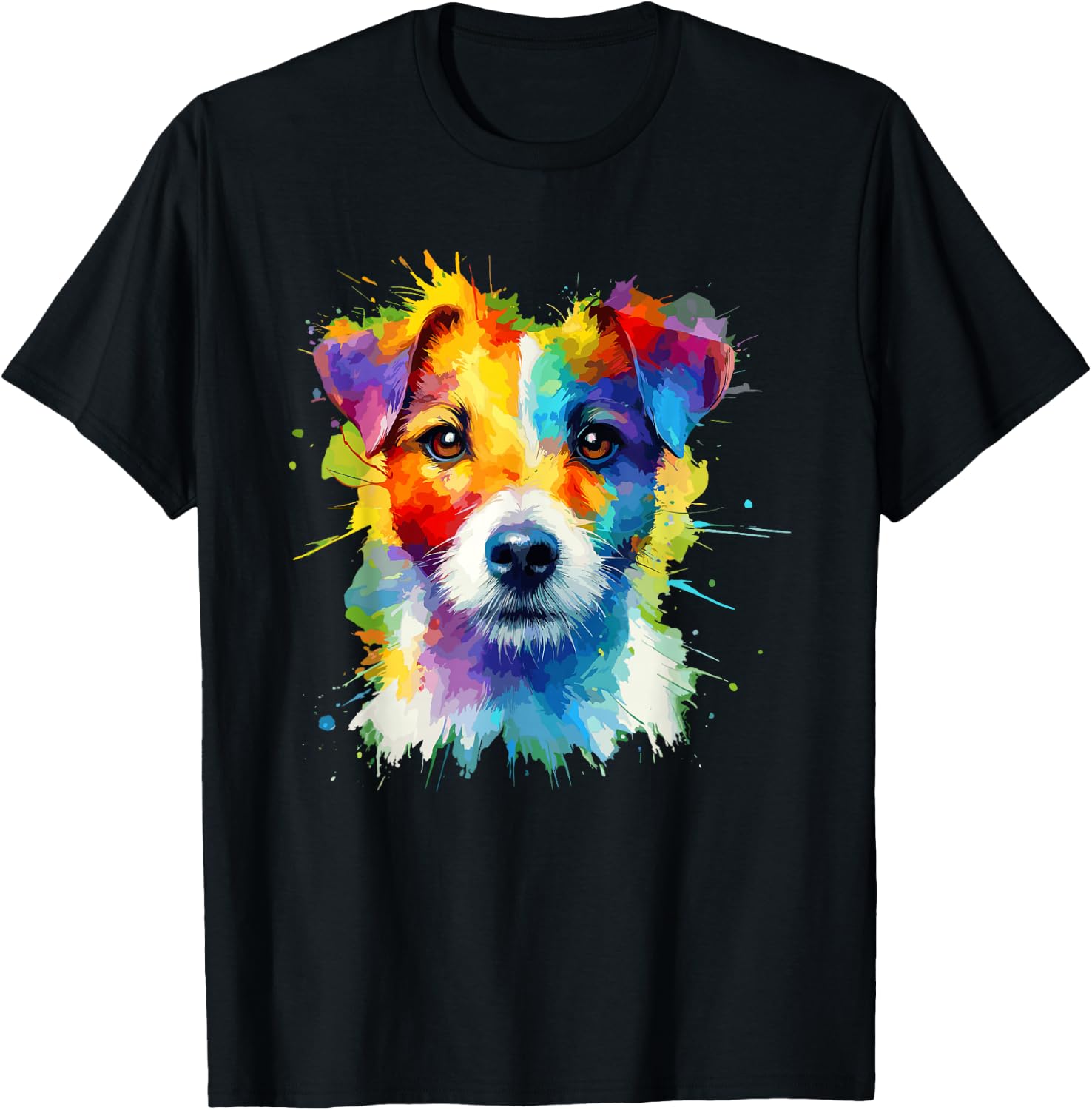 Colorful Splash Art Jack Russell Terrier Jack Russells T-Shirt - T-Shirt | Black