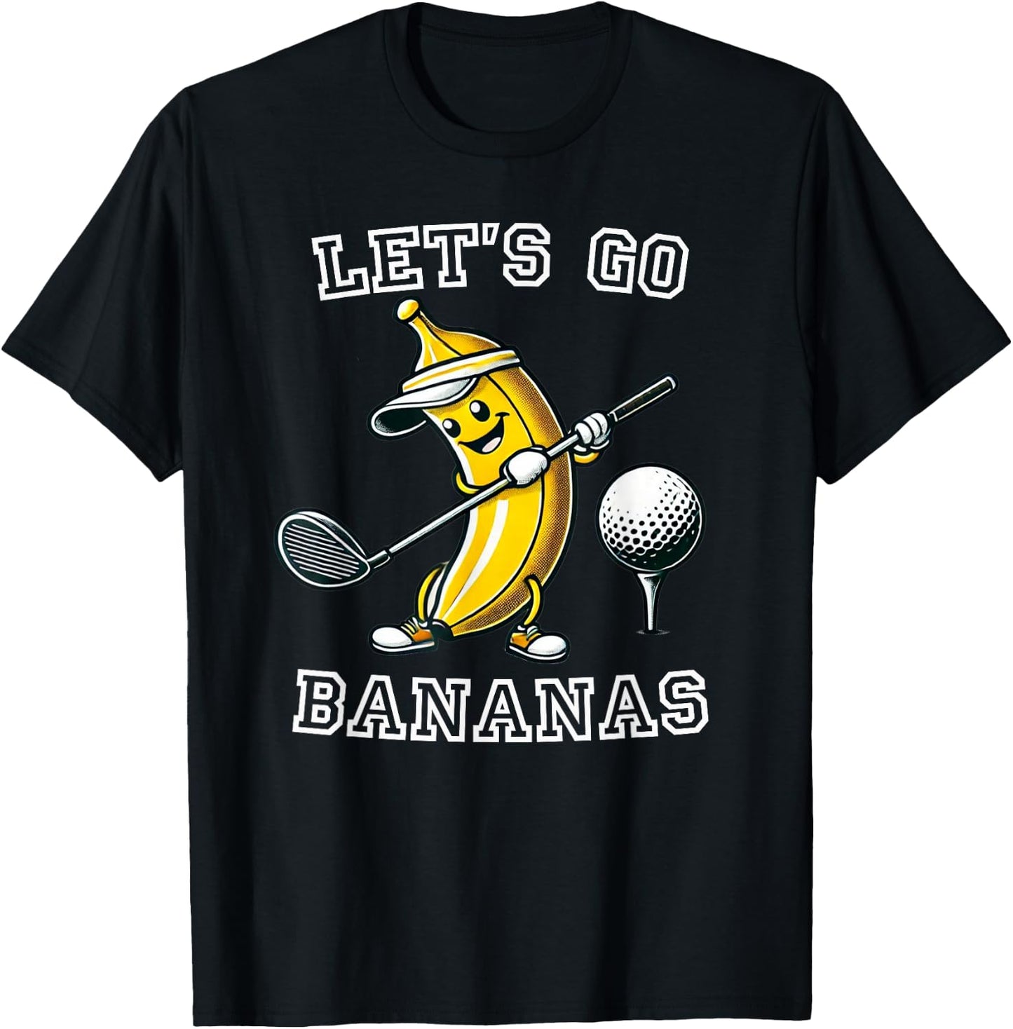Let's Go Bananas Golf with Funny Banana Golfer Graphic T-Shirt - T-Shirt | Black