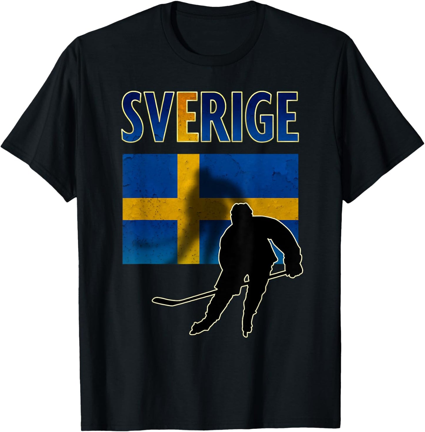 Sweden Ice Hockey T Shirt Swedish Flag T-Shirt - T-Shirt | Black