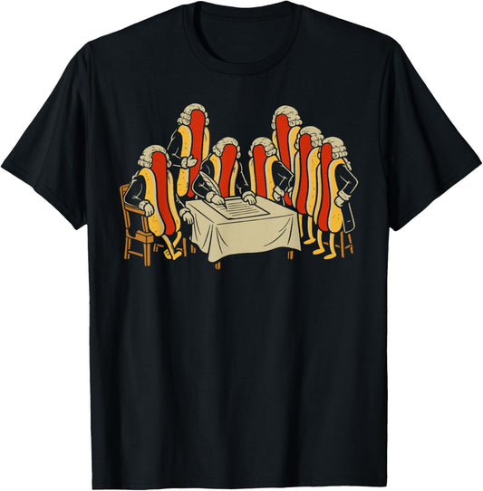 Founding Franks Funny Hotdog Historical Humor Graphic T-Shirt - T-Shirt | Black
