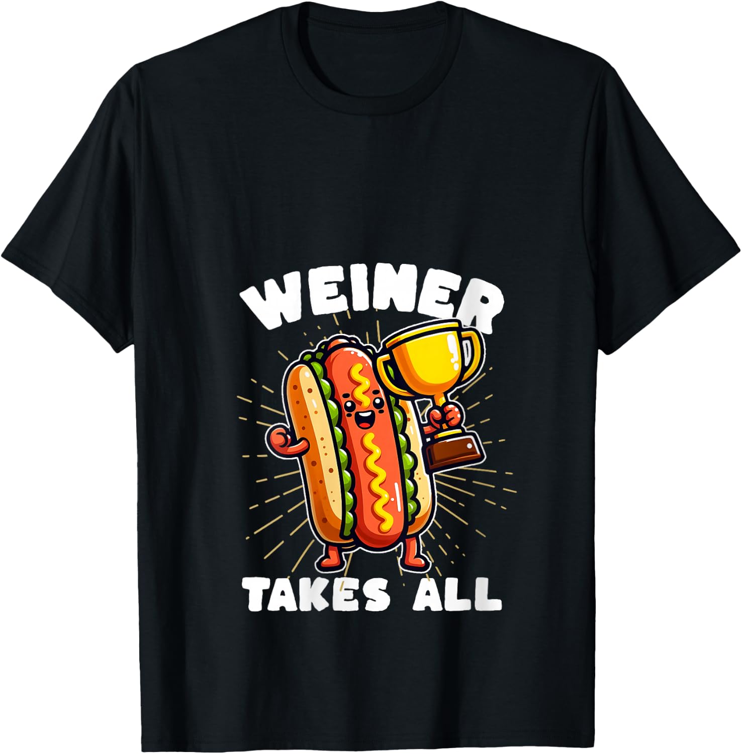 Funny Hot Dogs and Sausage Weiner Takes All Competitive V-Neck T-Shirt - T-Shirt | Black