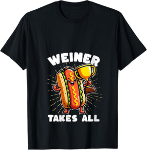 Funny Hot Dogs and Sausage Weiner Takes All Competitive V-Neck T-Shirt - T-Shirt | Black