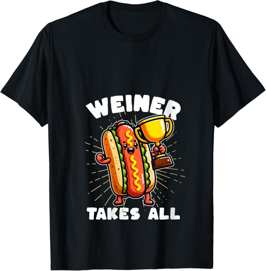 Funny Hot Dogs and Sausage Weiner Takes All Competitive V-Neck T-Shirt - T-Shirt | Black
