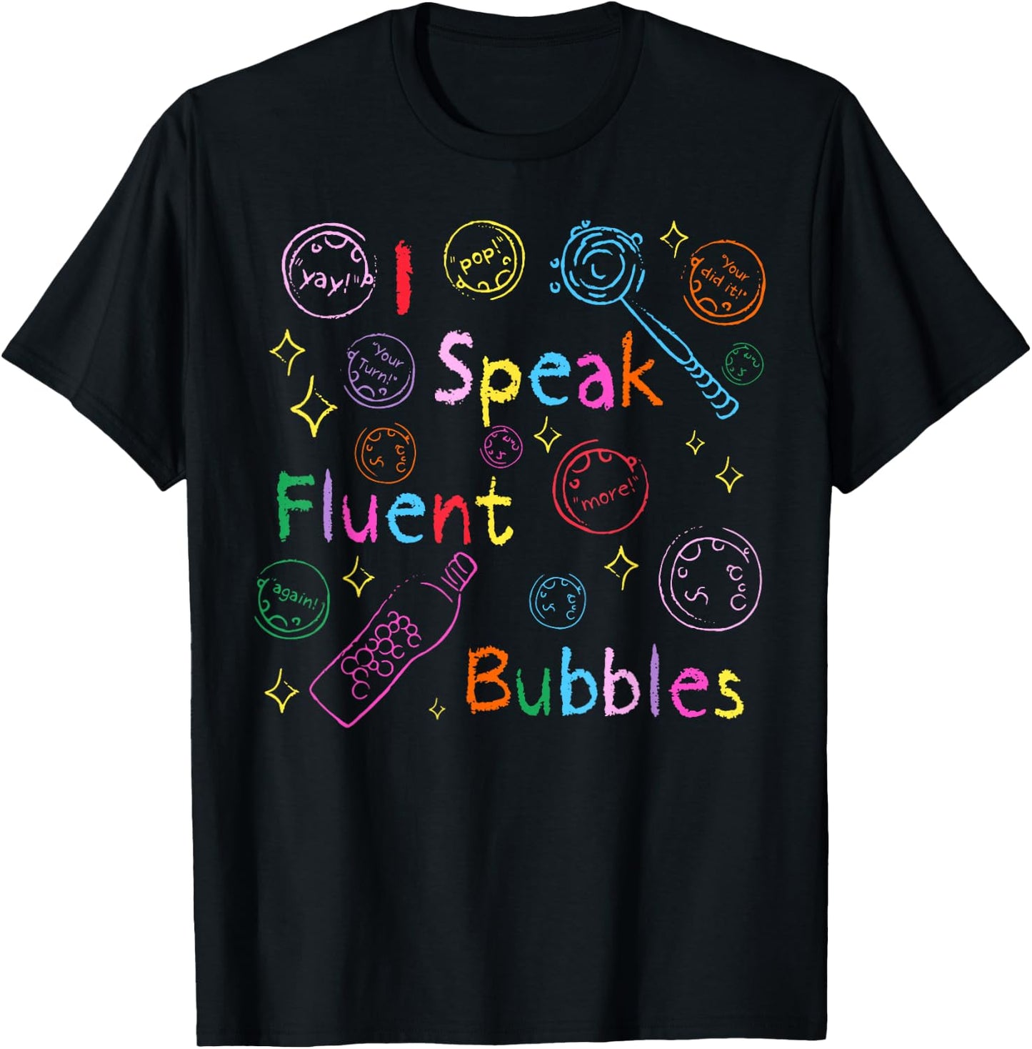 Retro I Speak Fluent Bubbles SLP Speech Language Pathologist T-Shirt - T-Shirt | Black