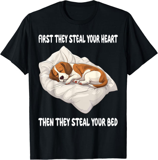Beagle Sleeping Pajamas Nightgown T-Shirt - T-Shirt | Black