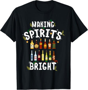 Making Spirits Bright Christmas Alcohol Bartender Bartending T-Shirt - T-Shirt | Black