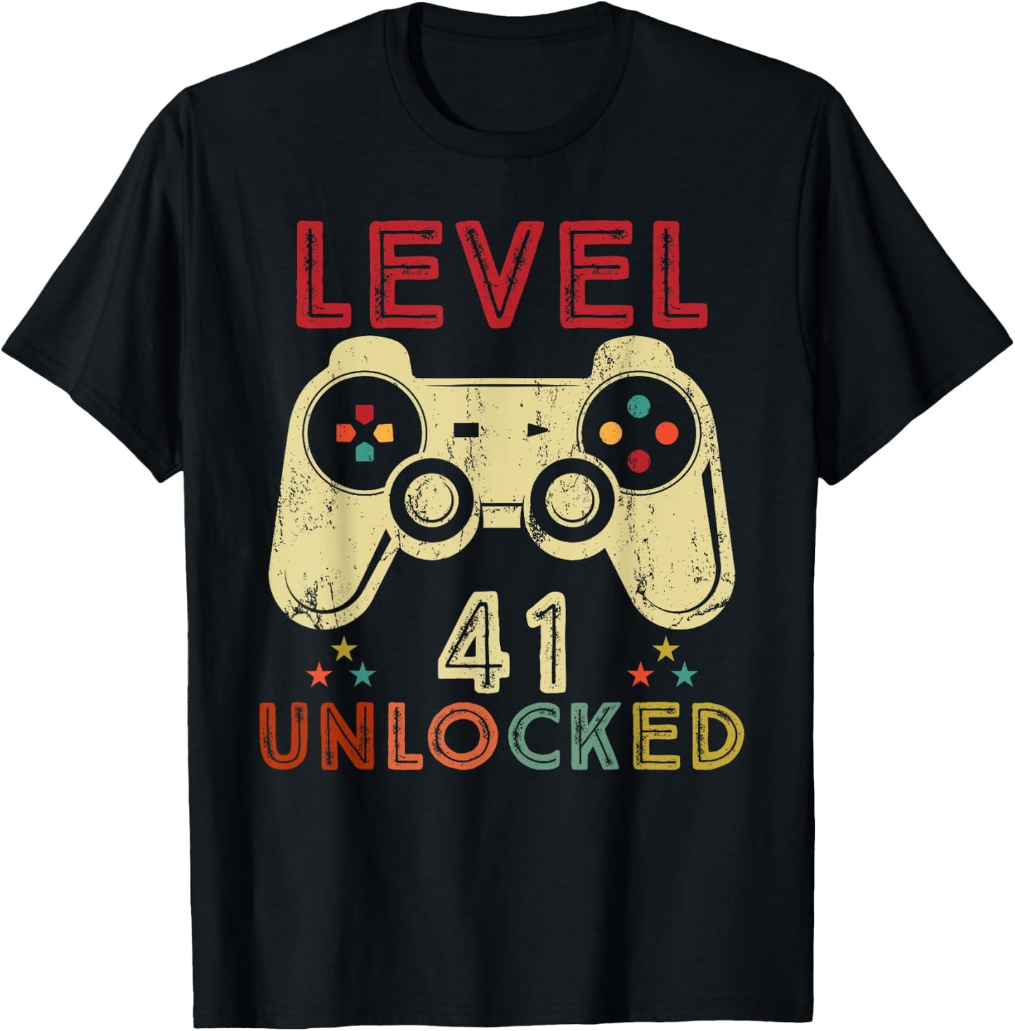 Level 41 Unlocked Birthday 41 Years Old Cool 41st Bday Gifts T-Shirt - T-Shirt | Black