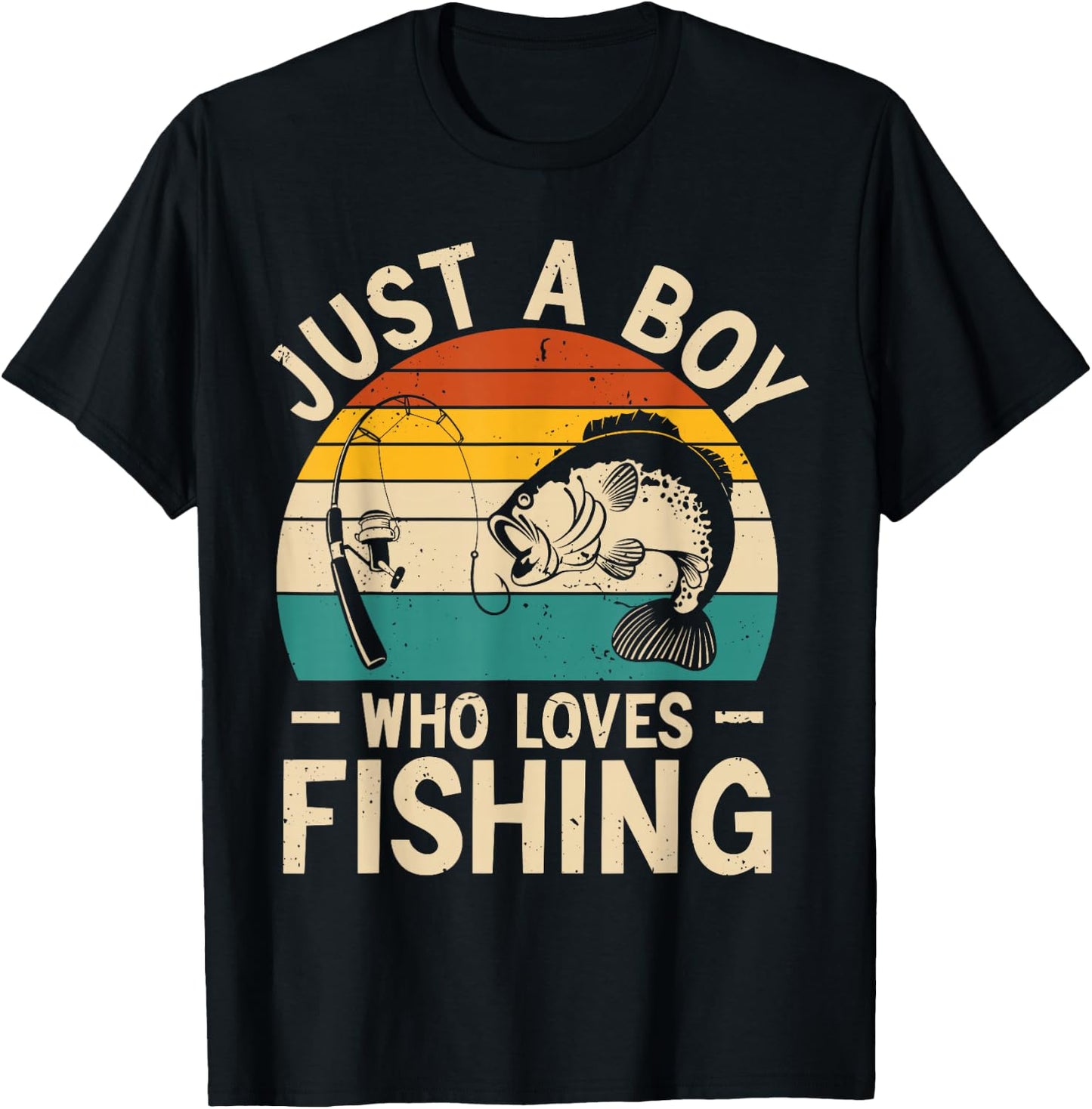 Funny Fishing Shirt for Kids Boys Fisherman Bass Fish T-Shirt - T-Shirt | Black