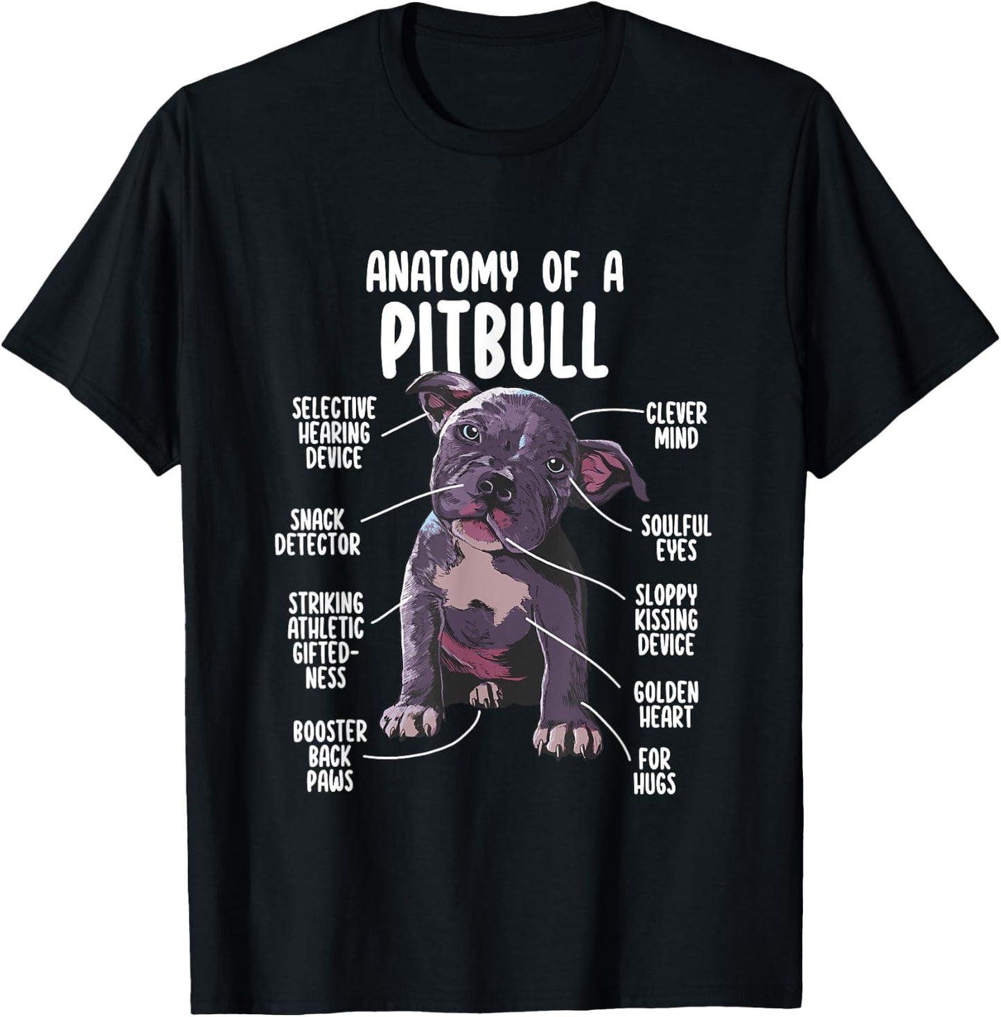 Anatomy Of A Pitbull Shirt Pittie Dog Funny Pitbull Lover Women Girls Kids T-Shirt - T-Shirt | Black