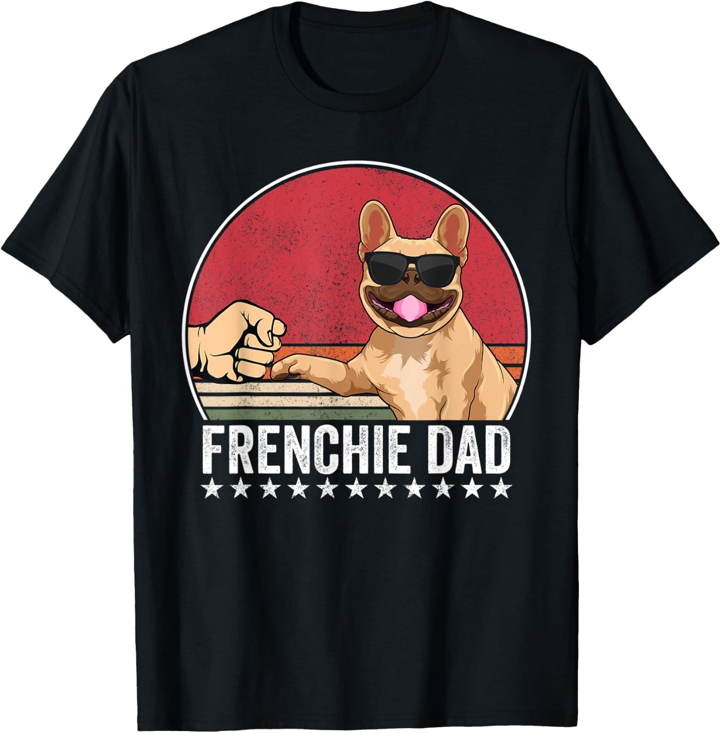 French Bulldog Dad Dog Fist Bump Frenchie Dog Outfit T-Shirt - T-Shirt | Black