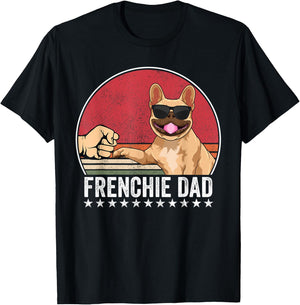 French Bulldog Dad Dog Fist Bump Frenchie Dog Outfit T-Shirt - T-Shirt | Black