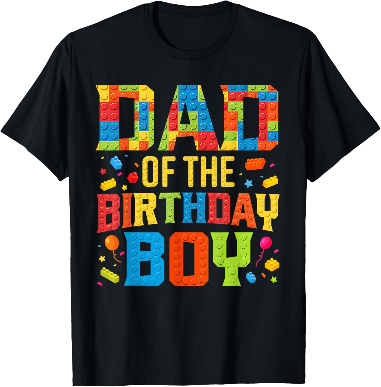 Dad Of The Birthday Boy Master Builder Building Blocks Kids T-Shirt - T-Shirt | Black