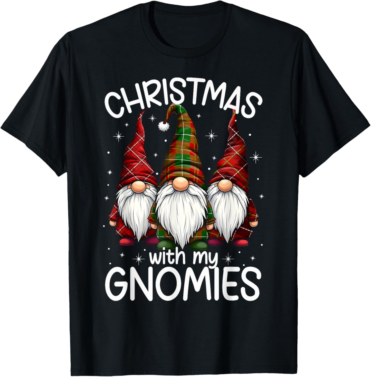Christmas With My Gnomies Xmas Family Gnome Winter Holiday T-Shirt - T-Shirt | Black