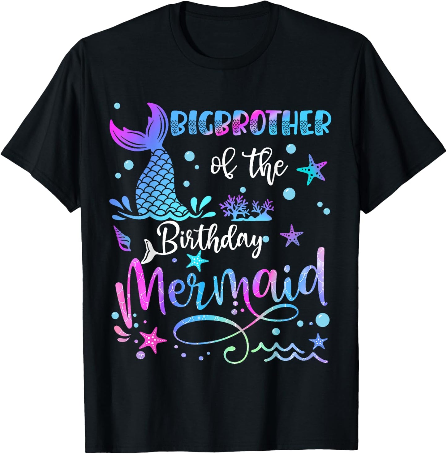 Big Brother Of The Birthday Mermaid Matching Family T-Shirt - T-Shirt | Black