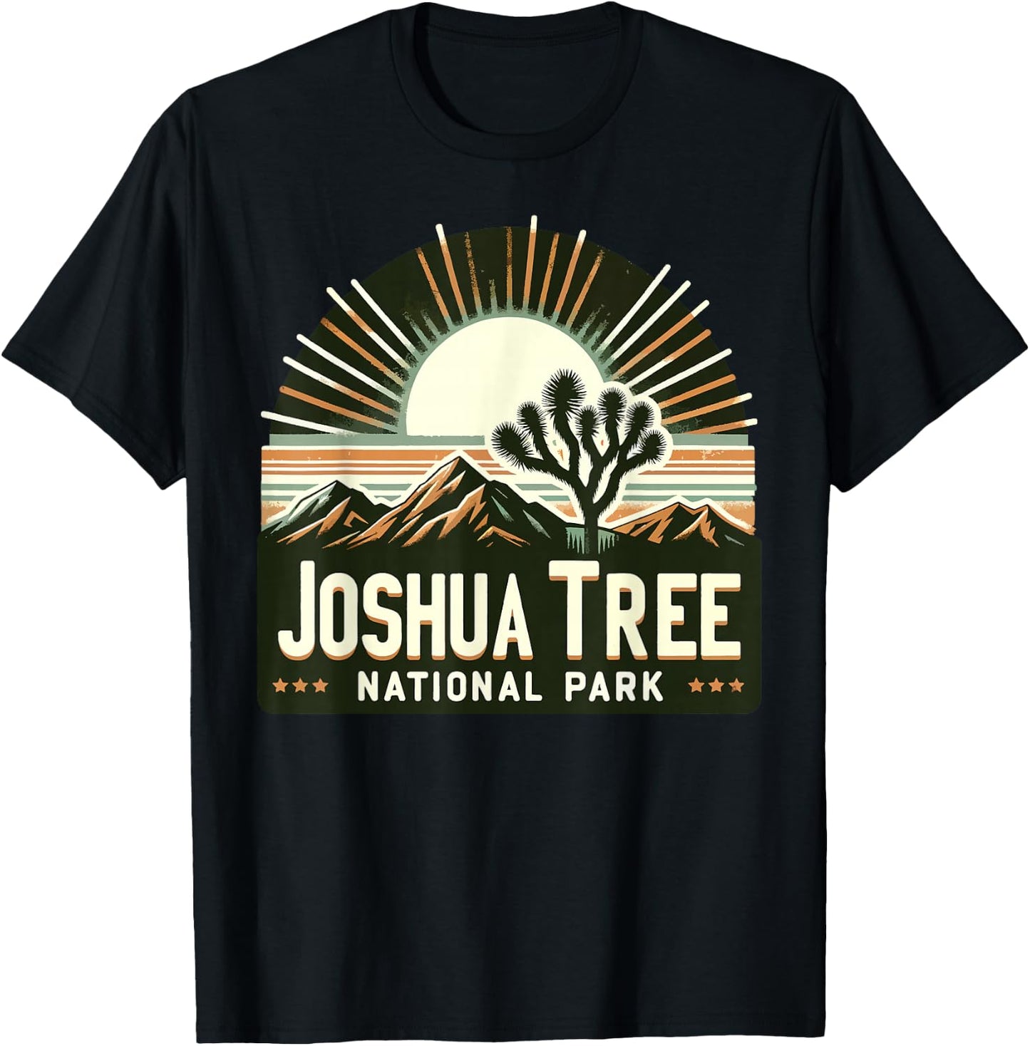 Joshua Tree National Park Retro Vintage Hike Camping Outdoor T-Shirt - T-Shirt | Black