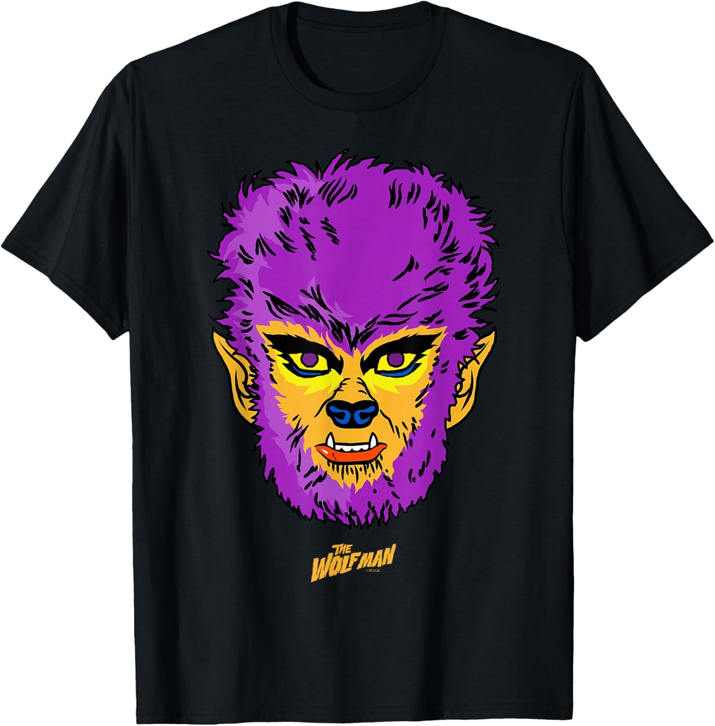 Universal Monsters Wolfman Retro Big Face T-Shirt - T-Shirt | Black