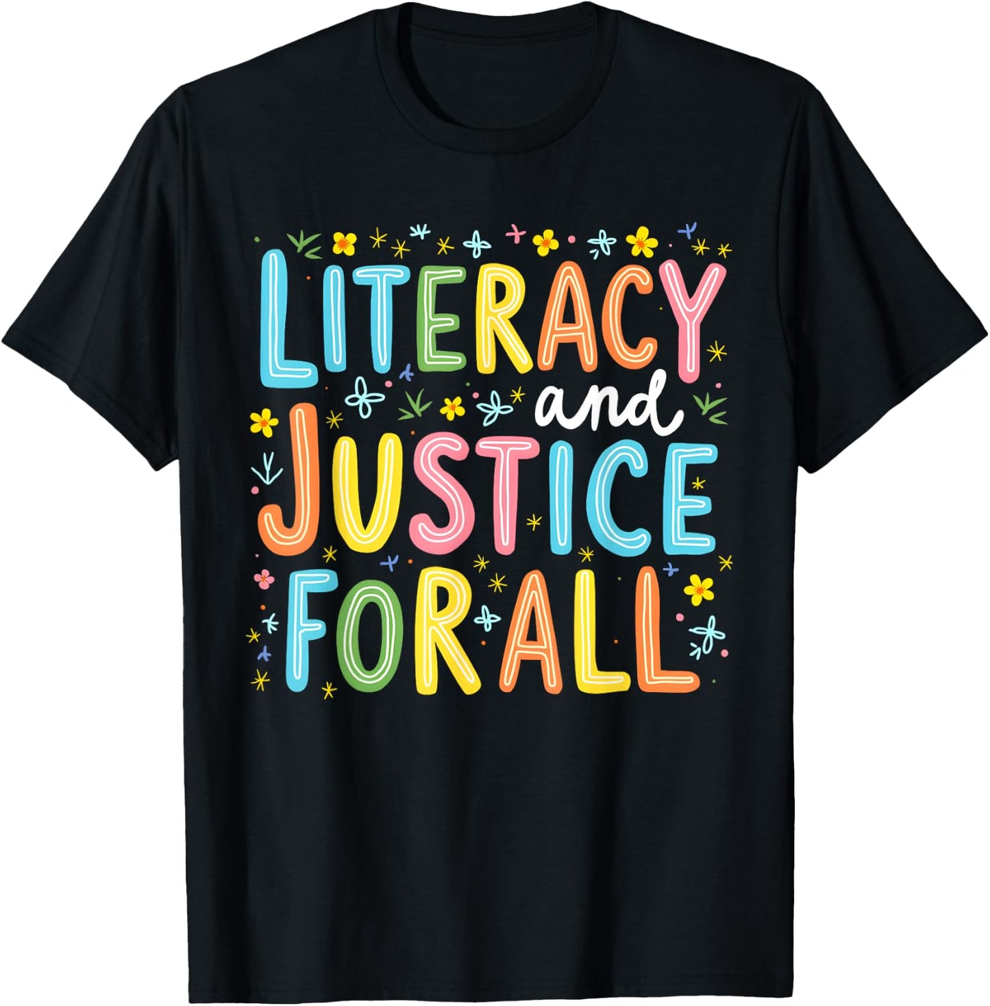 Literacy And Justice For All Protect Banned Books Library T-Shirt - T-Shirt | Black