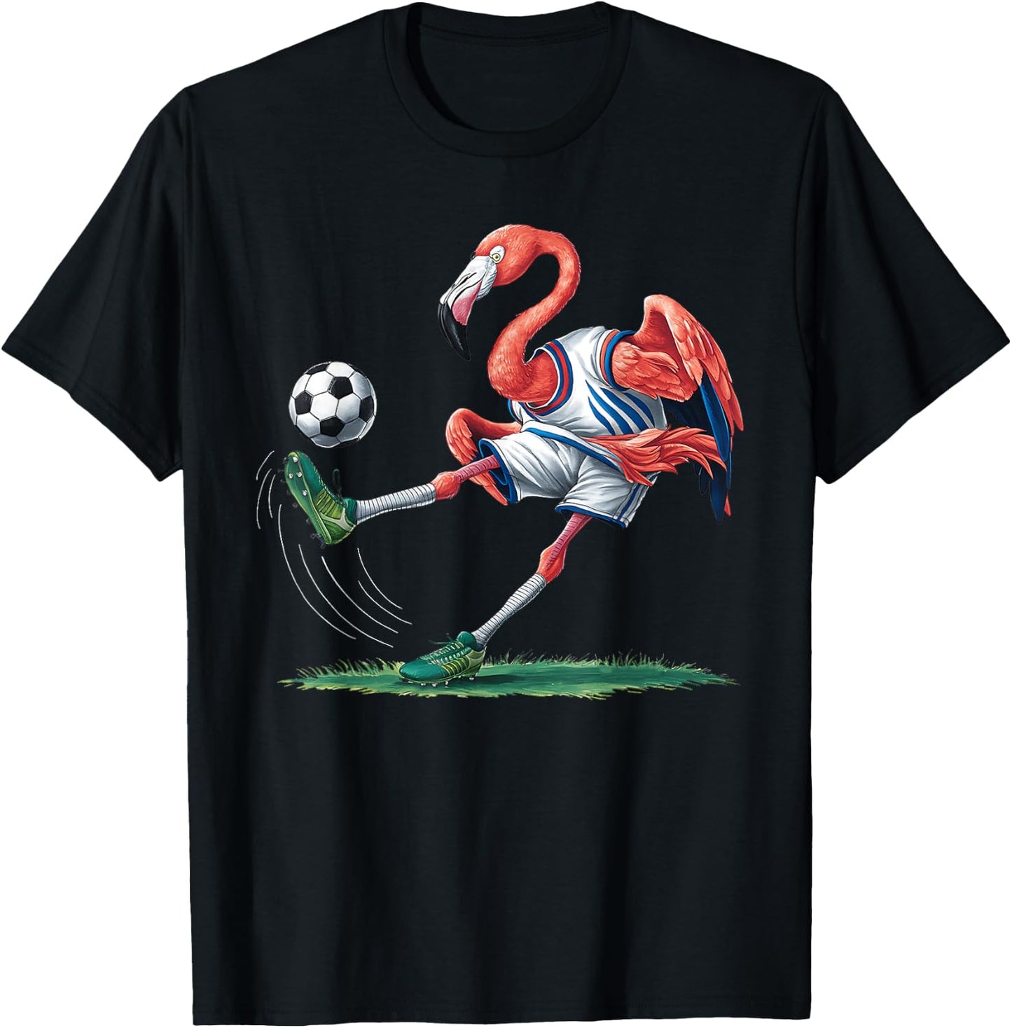 Funny Flamingo Sports Flamingo Playing Soccer T-Shirt - T-Shirt | Black