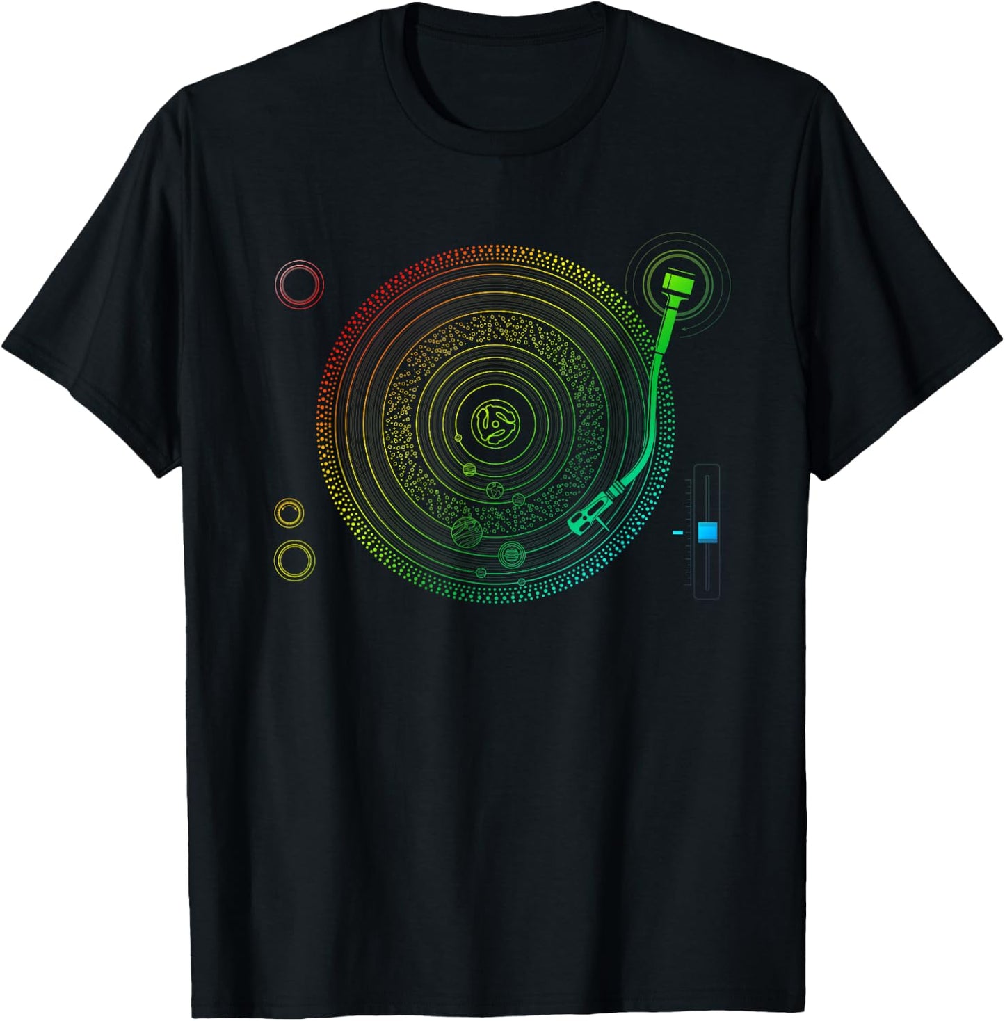 Space DJ print - Solar System Retro Turntable EDM T-Shirt - T-Shirt | Black
